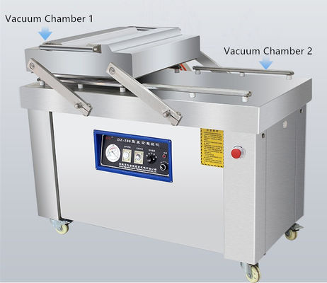 Промышленная пищевая вакуумная уплотнительная машина с двойной камерой и полностью из нержавеющей стали