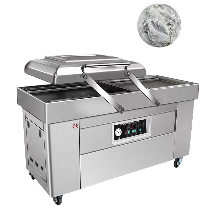 1500 Вт Двигаемая DZ-400 Двойная канавная камера Дымная мясная хлебная вакуумная упаковочная машина с азотом