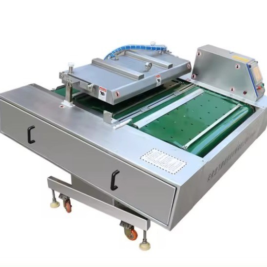 Электрический 1000 двойной полосы Авто продукты из бобов и диких овощей непрерывный вакуумный упаковочный аппарат